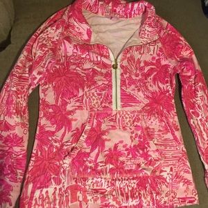 Lilly Pulitzer popover palm breakers quarterzip